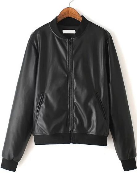 Romwe Stand Collar With Zipper Jacket