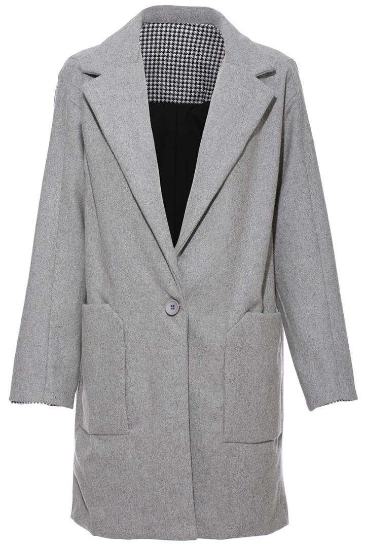 Romwe Elegant Grey Coat