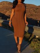Romwe Cable Knit Tight Sweater Dress