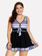 Romwe Geometric Pattern Two Piece Swimwear