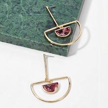Romwe Open Half Round Drop Earrings