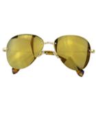 Romwe Gold Pilot Women Sunglasses