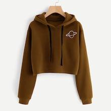 Romwe Planet Print Hooded Sweatshirt