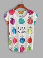 Romwe Colorful Pineapple Print T-shirt