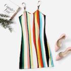 Romwe Colorful Stripe Cami Dress