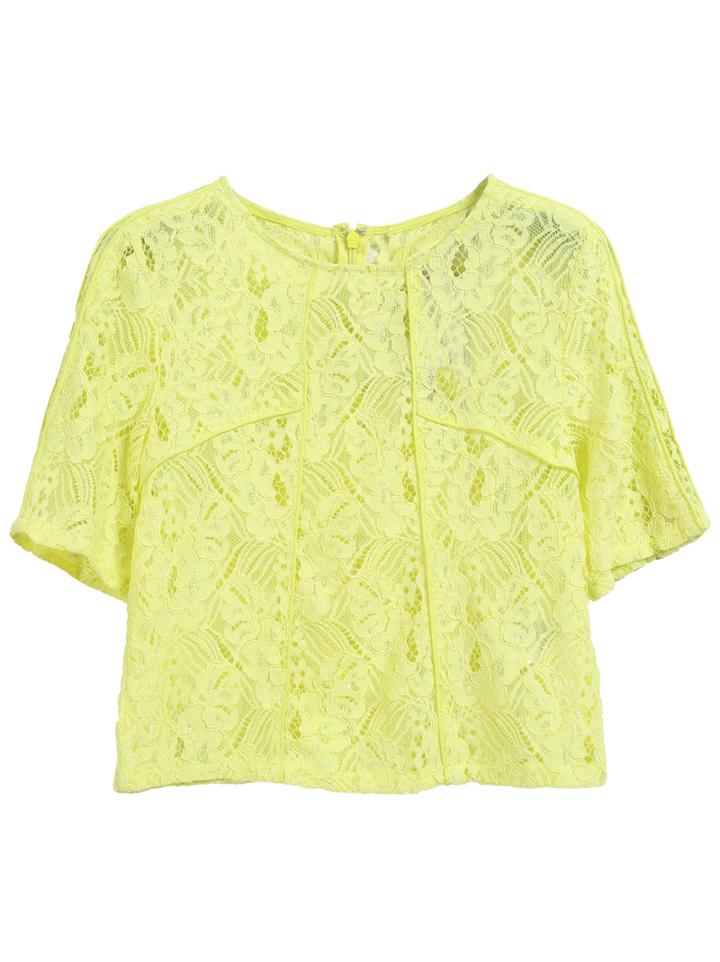 Romwe Short Sleeve With Zipper Crop Blouse