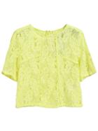 Romwe Short Sleeve With Zipper Crop Blouse