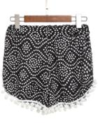 Romwe Polka Dot Pom Pom Shorts