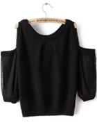 Romwe Off-shoulder Knit Black Sweater