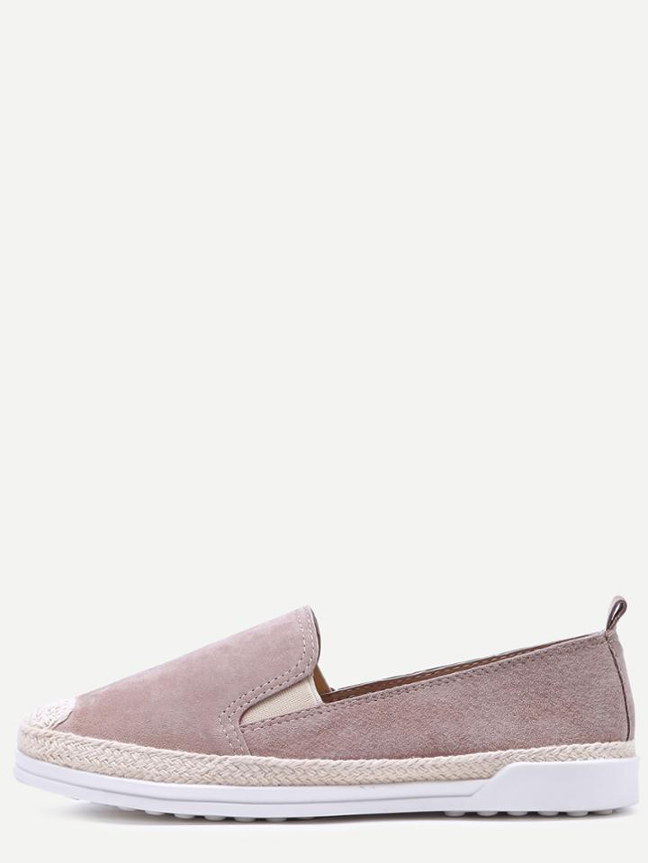 Romwe Apricot Genuine Leather Elastic Espadrilles