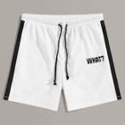 Romwe Guys Contrast Side Letter Print Shorts