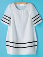 Romwe Short Sleeve Loose White Dress