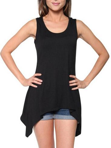 Romwe Asymmetric Tank Top - Black