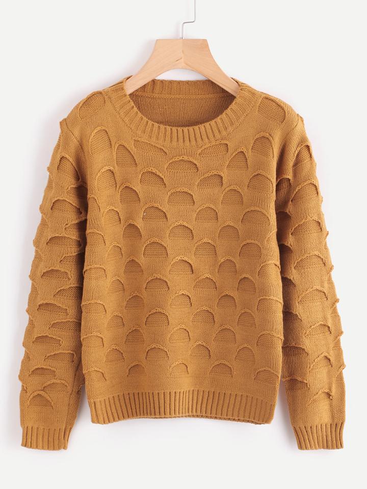 Romwe Ribbed Trim Textured Jumper