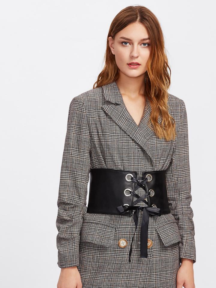 Romwe Stud Detail Lace Up Belt