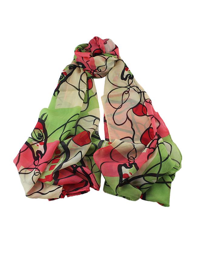 Romwe Green Long Printed Scarf