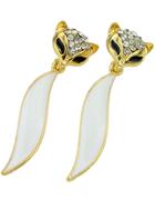 Romwe White Glaze Diamond Fox Earrings