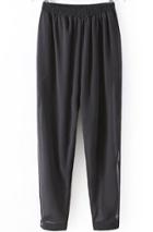 Romwe Elastic Waist Thigh Spilt Chiffon Black Pant