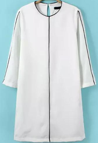 Romwe Long Sleeve Contrast Edge Straight Dress