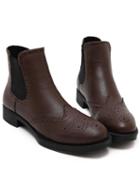 Romwe Brown Hollow Vintage Elastic Boots