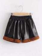 Romwe Contrast Trim Pu Shorts