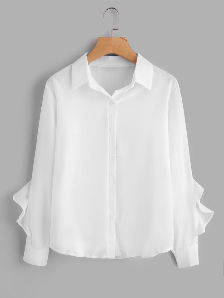 Romwe Frill Trim Shirt