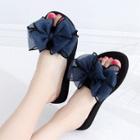 Romwe Lace Bow Detail Slippers