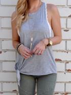 Romwe Grey Knotted Tank Top