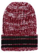 Romwe Striped-trim Knit Maroon Hat
