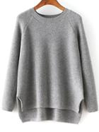 Romwe High Low Split Side Grey Sweater