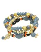 Romwe Multilayers Elastic Gray Beads Bracelet For Women