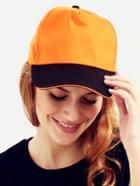 Romwe Orange With Black Brim Peak Cap