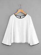 Romwe Trumpet Sleeve Tied Keyhole Back Ringer Top