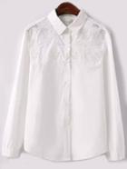 Romwe Embroidered Hollow Out Slim Blouse