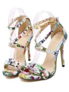 Romwe Multicolor Ankle Strap Rivet High Heel Sandals