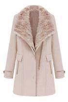 Romwe Detachable Faux Fur Zippered Coat