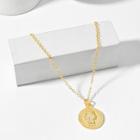 Romwe Coin Pendant Chain Necklace