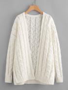 Romwe Cable Knit Hollow Out Cardigan
