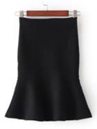 Romwe Black High Waist Fishtail Skirt