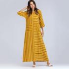 Romwe Dual Pocket Stripe Longline Dress