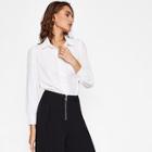 Romwe Covered Button Chiffon Shirt