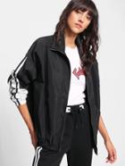 Romwe Contrast Striped Sleeve Windbreaker Jacket
