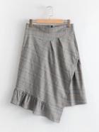 Romwe Plaid Asymmetrical Wrap Skirt