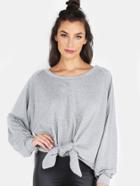 Romwe Knotted Crew Neck Sweater Heather Grey