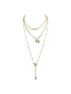 Romwe Gold Multi Layer Chain Pendant Necklace