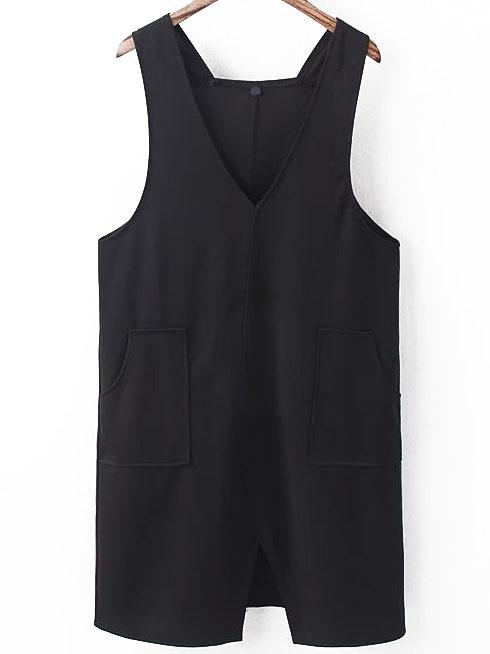 Romwe V Neck Cut Out Pockets Dress