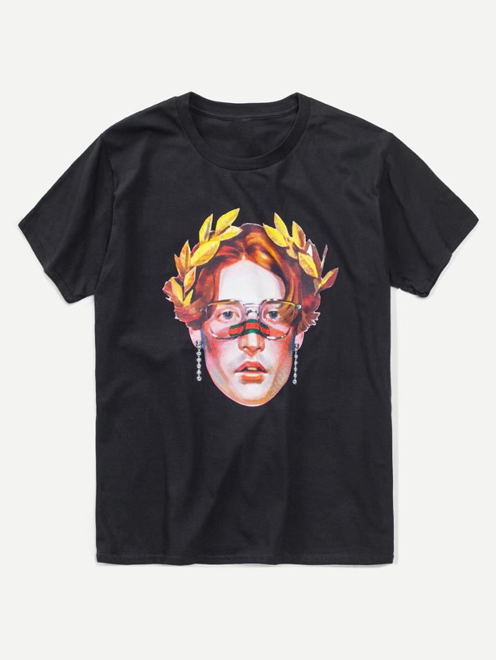 Romwe Men Figure Print Tee