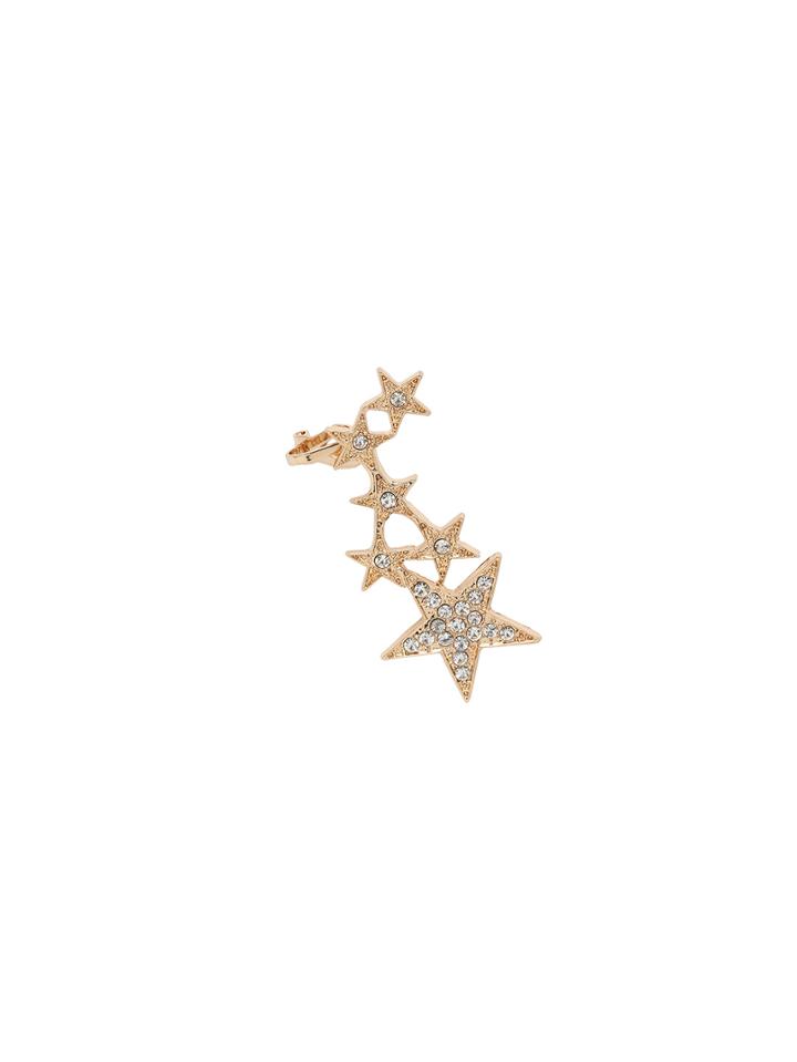 Romwe Gold Diamond Star Ear Stud