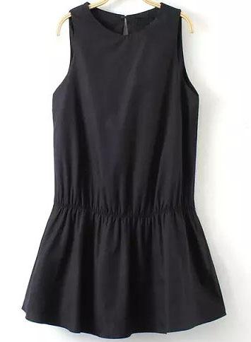 Romwe Black Sleeveless Ruffle Slim Jumpsuit