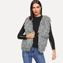 Romwe Shaggy Fringe Sweater Vest